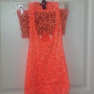 Orange leopard print tank with matching bandeau